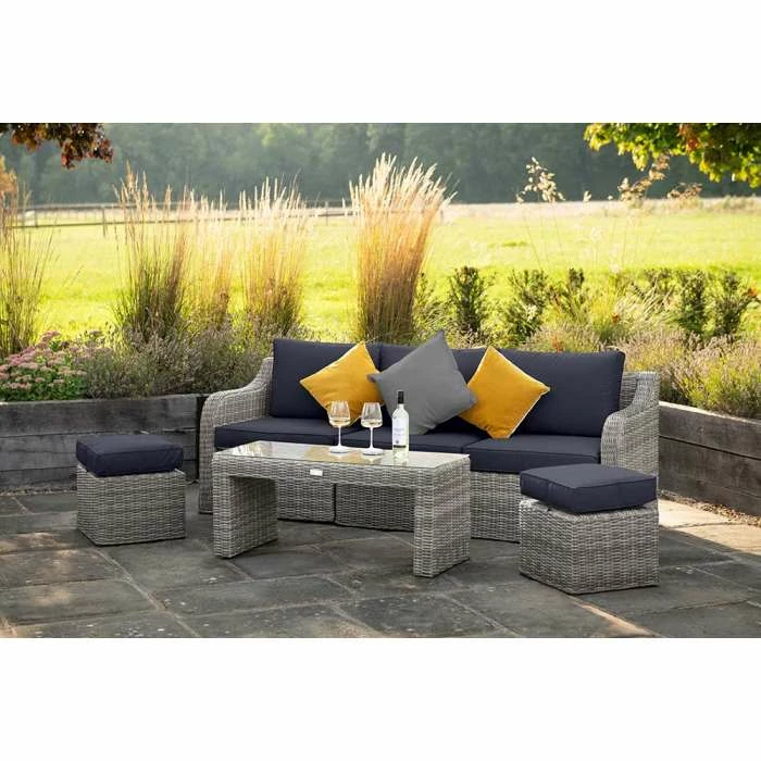 'Peony' Luxury Rattan 5 Seater Garden Sofa Set With Coffee Table And Footstools In Pebble By Primrose Living 5 'Peony' Luxury Rattan 5 Seater Garden Sofa Set With Coffee Table And Footstools In Pebble By Primrose Living - Image 3