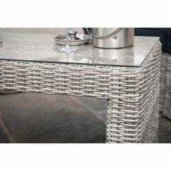 'Peony' Luxury Rattan 5 Seater Garden Sofa Set With Coffee Table And Footstools In Pebble By Primrose Living 13 'Peony' Luxury Rattan 5 Seater Garden Sofa Set With Coffee Table And Footstools In Pebble By Primrose Living -Plants outlet store FU102407 Light Grey TableClose 1897