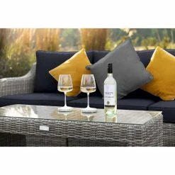 'Peony' Luxury Rattan 5 Seater Garden Sofa Set With Coffee Table And Footstools In Pebble By Primrose Living 14 'Peony' Luxury Rattan 5 Seater Garden Sofa Set With Coffee Table And Footstools In Pebble By Primrose Living -Plants outlet store FU102407 Light Grey TableWine 6750