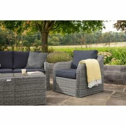 'Peony' Luxury Rattan 5 Seater Modular Garden Sofa Set With Coffee Table In Pebble By Primrose Living -Plants outlet store FU102413 Light Grey ChairFar 6836