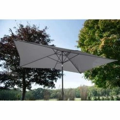 'Peony' Luxury Rattan 6 Seater Garden Sofa Set With Square Rising Table And Parasol In Pebble By Primrose Living -Plants outlet store FU102416 Light Grey Parasol b3a3