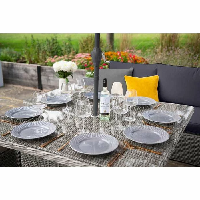 'Peony' Luxury Rattan 9 Seater Garden Sofa Set With Square Rising Table And Footstools In Pebble By Primrose Living 11 'Peony' Luxury Rattan 9 Seater Garden Sofa Set With Square Rising Table And Footstools In Pebble By Primrose Living - Image 9