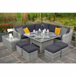 'Peony' Luxury Rattan 9 Seater Garden Sofa Set With Square Rising Table And Footstools In Pebble By Primrose Living 19 'Peony' Luxury Rattan 9 Seater Garden Sofa Set With Square Rising Table And Footstools In Pebble By Primrose Living -Plants outlet store FU102426 Light Grey 9 4757