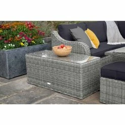 'Peony' Luxury Rattan 9 Seater Garden Sofa Set With Square Rising Table And Footstools In Pebble By Primrose Living 16 'Peony' Luxury Rattan 9 Seater Garden Sofa Set With Square Rising Table And Footstools In Pebble By Primrose Living -Plants outlet store FU102426 Light Grey CoffeeTable 07cb