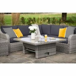 'Peony' Luxury Rattan 9 Seater Garden Sofa Set With Square Rising Table And Footstools In Pebble By Primrose Living 13 'Peony' Luxury Rattan 9 Seater Garden Sofa Set With Square Rising Table And Footstools In Pebble By Primrose Living -Plants outlet store FU102426 Light Grey FullSetClose 3d53
