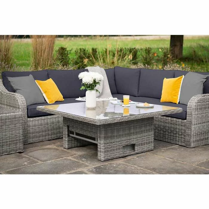 'Peony' Luxury Rattan 9 Seater Garden Sofa Set With Square Rising Table And Footstools In Pebble By Primrose Living 4 'Peony' Luxury Rattan 9 Seater Garden Sofa Set With Square Rising Table And Footstools In Pebble By Primrose Living - Image 2