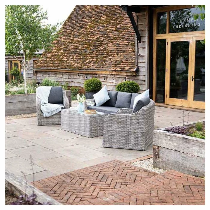'Peony' Luxury Rattan 5 Seater Garden Sofa Set With Coffee Table In Pebble By Primrose Living 5 'Peony' Luxury Rattan 5 Seater Garden Sofa Set With Coffee Table In Pebble By Primrose Living - Image 3