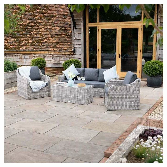'Peony' Luxury Rattan 5 Seater Garden Sofa Set With Coffee Table In Pebble By Primrose Living 3 'Peony' Luxury Rattan 5 Seater Garden Sofa Set With Coffee Table In Pebble By Primrose Living