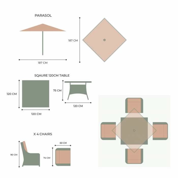Luxury Rattan 4 Seater Square Garden Dining Set By Primrose Living 7 Luxury Rattan 4 Seater Square Garden Dining Set By Primrose Living - Image 5