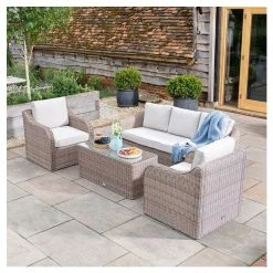 'Peony' Luxury Rattan 5 Seater Garden Sofa Set With Coffee Table By Primrose Living -Plants outlet store FU102440 7 04cd