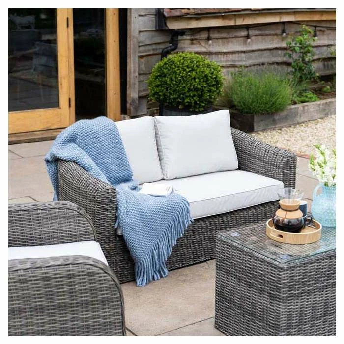 'Peony' Luxury Rattan 4 Seater Garden Sofa Set With Coffee Table In Stone By Primrose Living 7 'Peony' Luxury Rattan 4 Seater Garden Sofa Set With Coffee Table In Stone By Primrose Living - Image 5