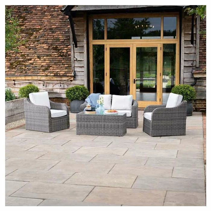 'Peony' Luxury Rattan 4 Seater Garden Sofa Set With Coffee Table In Stone By Primrose Living 3 'Peony' Luxury Rattan 4 Seater Garden Sofa Set With Coffee Table In Stone By Primrose Living