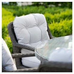 Classic Rattan 6 Seater Circular Garden Dining Set With Parasol In Stone By Primrose Living -Plants outlet store FU102446 4 9c45