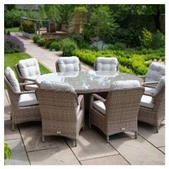 Classic Rattan 8 Seater Oval Garden Dining Set With Parasol By Primrose Living -Plants outlet store FU102449 4 83b8