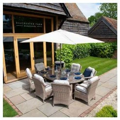 Classic Rattan 8 Seater Oval Garden Dining Set With Parasol By Primrose Living -Plants outlet store FU102449 8 a97c