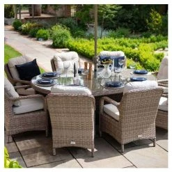 Classic Rattan 8 Seater Oval Garden Dining Set With Parasol By Primrose Living -Plants outlet store FU102449 Main 8bdc