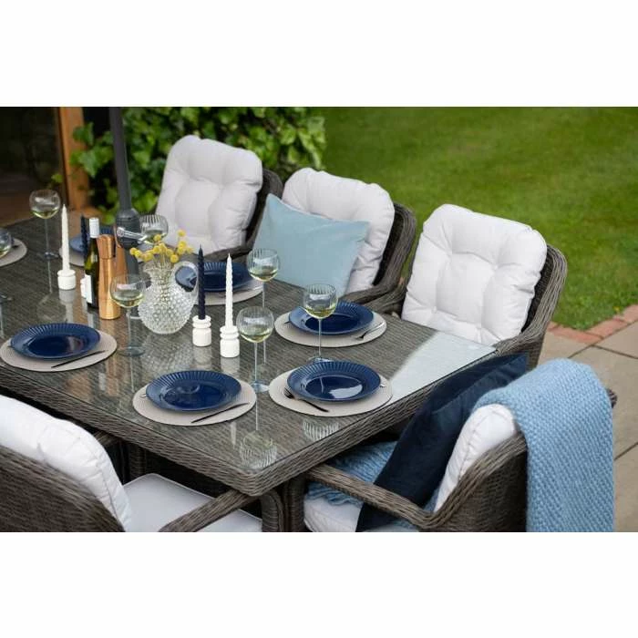 Classic Rattan 8 Seater Rectangular Garden Dining Set With Parasol In Stone By Primrose Living 3 Classic Rattan 8 Seater Rectangular Garden Dining Set With Parasol In Stone By Primrose Living