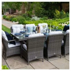 Classic Rattan 8 Seater Rectangular Garden Dining Set With Parasol In Stone By Primrose Living 13 Classic Rattan 8 Seater Rectangular Garden Dining Set With Parasol In Stone By Primrose Living -Plants outlet store FU102450 Main 27b4