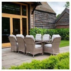 Classic Rattan 8 Seater Rectangular Garden Dining Set With Parasol By Primrose Living -Plants outlet store FU102451 3 83c2