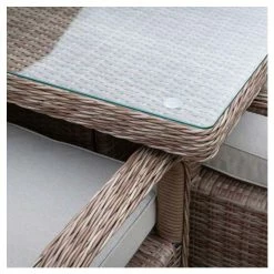 Classic Rattan 8 Seater Rectangular Garden Dining Set With Parasol By Primrose Living -Plants outlet store FU102451 table corner with glass 1f38