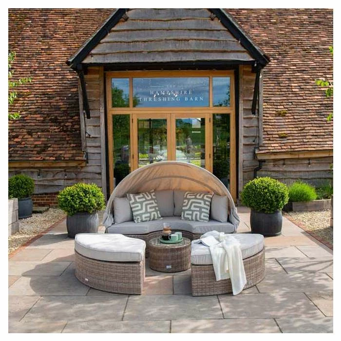 Classic Rattan Modular Daybed Sofa Set With Retractable Canopy By Primrose Living 7 Classic Rattan Modular Daybed Sofa Set With Retractable Canopy By Primrose Living - Image 5