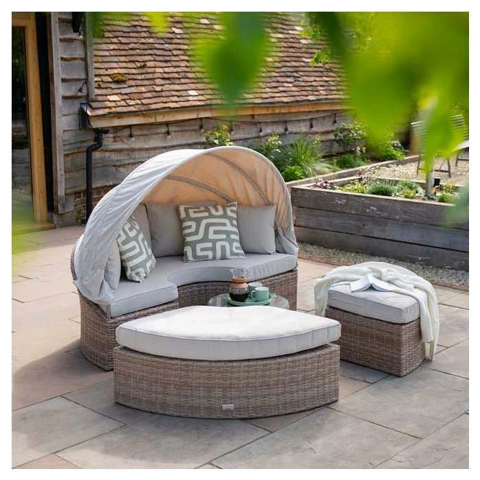 Classic Rattan Modular Daybed Sofa Set With Retractable Canopy By Primrose Living 11 Classic Rattan Modular Daybed Sofa Set With Retractable Canopy By Primrose Living - Image 9