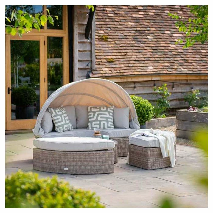 Classic Rattan Modular Daybed Sofa Set With Retractable Canopy By Primrose Living 12 Classic Rattan Modular Daybed Sofa Set With Retractable Canopy By Primrose Living - Image 10