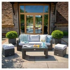 Classic Rattan 5 Seater Garden Sofa Set With Coffee Table And Footstools In Stone By Primrose Living 13 Classic Rattan 5 Seater Garden Sofa Set With Coffee Table And Footstools In Stone By Primrose Living -Plants outlet store FU102454 Main f5db