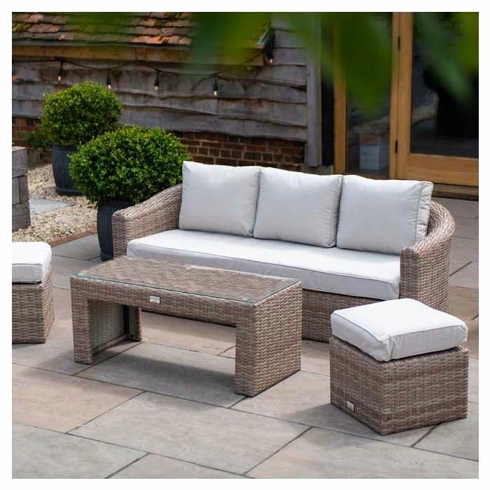 Classic Rattan 5 Seater Garden Sofa Set With Coffee Table And Footstools By Primrose Living 7 Classic Rattan 5 Seater Garden Sofa Set With Coffee Table And Footstools By Primrose Living - Image 5
