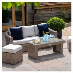 Classic Rattan 5 Seater Garden Sofa Set With Coffee Table And Footstools By Primrose Living 17 Classic Rattan 5 Seater Garden Sofa Set With Coffee Table And Footstools By Primrose Living -Plants outlet store FU102455 5 b068