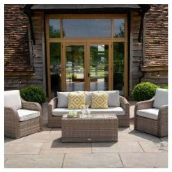 Classic Rattan 5 Seater Garden Sofa Set With Coffee Table By Primrose Living -Plants outlet store FU102459 Main efe4