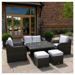 Classic Rattan 6 Seater Garden Sofa Set With Square Rising Table And Parasol In Stone By Primrose Living 16 Classic Rattan 6 Seater Garden Sofa Set With Square Rising Table And Parasol In Stone By Primrose Living -Plants outlet store FU102462 1 9067