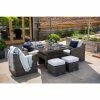 Classic Rattan 6 Seater Garden Sofa Set With Square Rising Table And Parasol In Stone By Primrose Living -Plants outlet store FU102462 9 9ec4