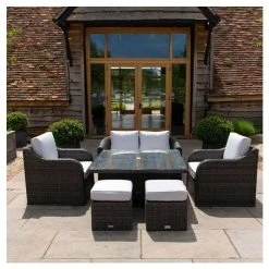 Classic Rattan 6 Seater Garden Sofa Set With Square Rising Table And Parasol In Stone By Primrose Living 13 Classic Rattan 6 Seater Garden Sofa Set With Square Rising Table And Parasol In Stone By Primrose Living -Plants outlet store FU102462 Main 266a