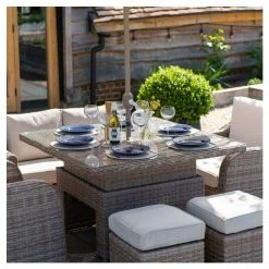 Classic Rattan 6 Seater Garden Sofa Set With Square Rising Table And Parasol By Primrose Living -Plants outlet store FU102463 3 8c20
