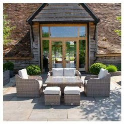 Classic Rattan 6 Seater Garden Sofa Set With Square Rising Table And Parasol By Primrose Living -Plants outlet store FU102463 b745