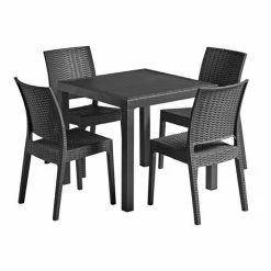 Rattan Effect Four Seater Table & Chairs Garden Dining Set 80cm