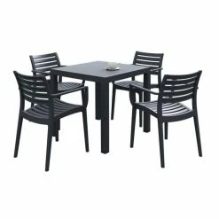 Green And White Four Seater Table & Chairs Garden Dining Set 80cm