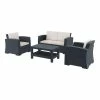Rattan Effect Four Seater Five Piece Lounge Set In Dark Grey -Plants outlet store FU102477 main 6fec