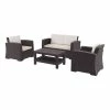 Rattan Effect Four Seater Five Piece Lounge Set In Brown 1 Rattan Effect Four Seater Five Piece Lounge Set In Brown -Plants outlet store FU102478 main 5ba6