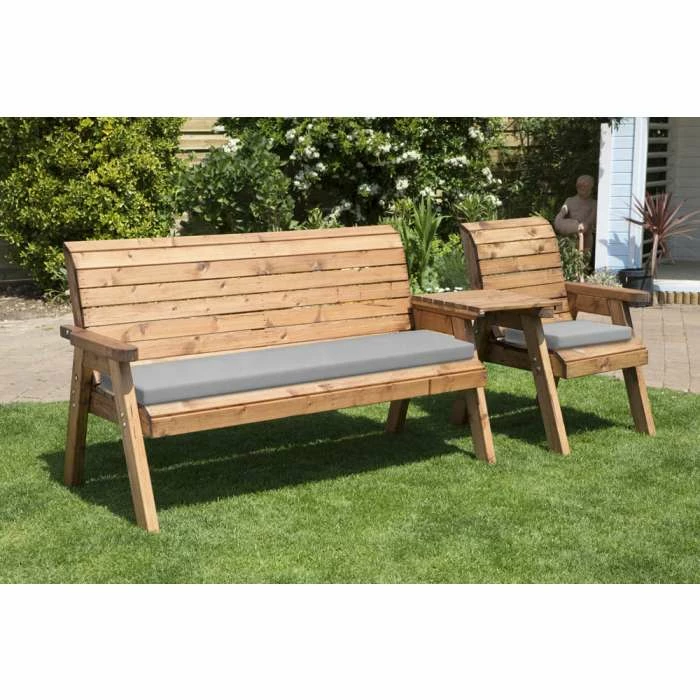 Charles Taylor Wooden Garden 4 Seater Companion Set With Grey Cushion 3 Charles Taylor Wooden Garden 4 Seater Companion Set With Grey Cushion