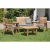 Charles Taylor Wooden Garden 4 Seater Multi Set With Grey Cushion -Plants outlet store FU102650 1 0b43
