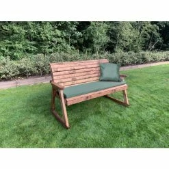 Charles Taylor Wooden Garden Three Seater Rocker With Green Cushion -Plants outlet store FU102672 2 3341