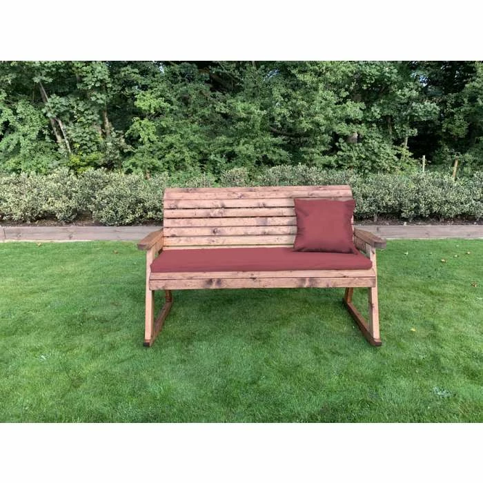 Charles Taylor Wooden Garden Three Seater Rocker With Burgundy Cushion 3 Charles Taylor Wooden Garden Three Seater Rocker With Burgundy Cushion