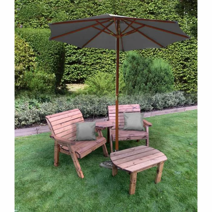 Charles Taylor Wooden Garden Grand Twin Angled With Coffee Table With Grey Cushion 3 Charles Taylor Wooden Garden Grand Twin Angled With Coffee Table With Grey Cushion