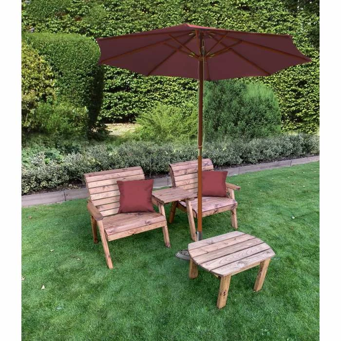 Charles Taylor Wooden Garden Grand Twin Straight With Coffee Table With Burgundy Cushion 3 Charles Taylor Wooden Garden Grand Twin Straight With Coffee Table With Burgundy Cushion