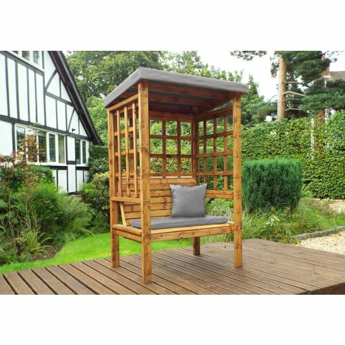 Charles Taylor Wooden Garden Bramham Two Seat Arbour Grey With Grey Cushion 5 Charles Taylor Wooden Garden Bramham Two Seat Arbour Grey With Grey Cushion - Image 3