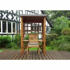 Charles Taylor Wooden Garden Wentworth Single Arbour Grey With Grey Cushion -Plants outlet store FU102699 2 30b3
