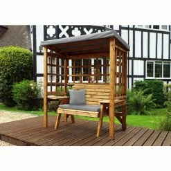 Charles Taylor Wooden Garden Wentworth Two Seat Arbour Grey With Grey Cushion -Plants outlet store FU102700 2 3569
