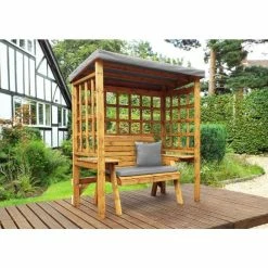 Charles Taylor Wooden Garden Wentworth Two Seat Arbour Grey With Grey Cushion -Plants outlet store FU102700 3 e165